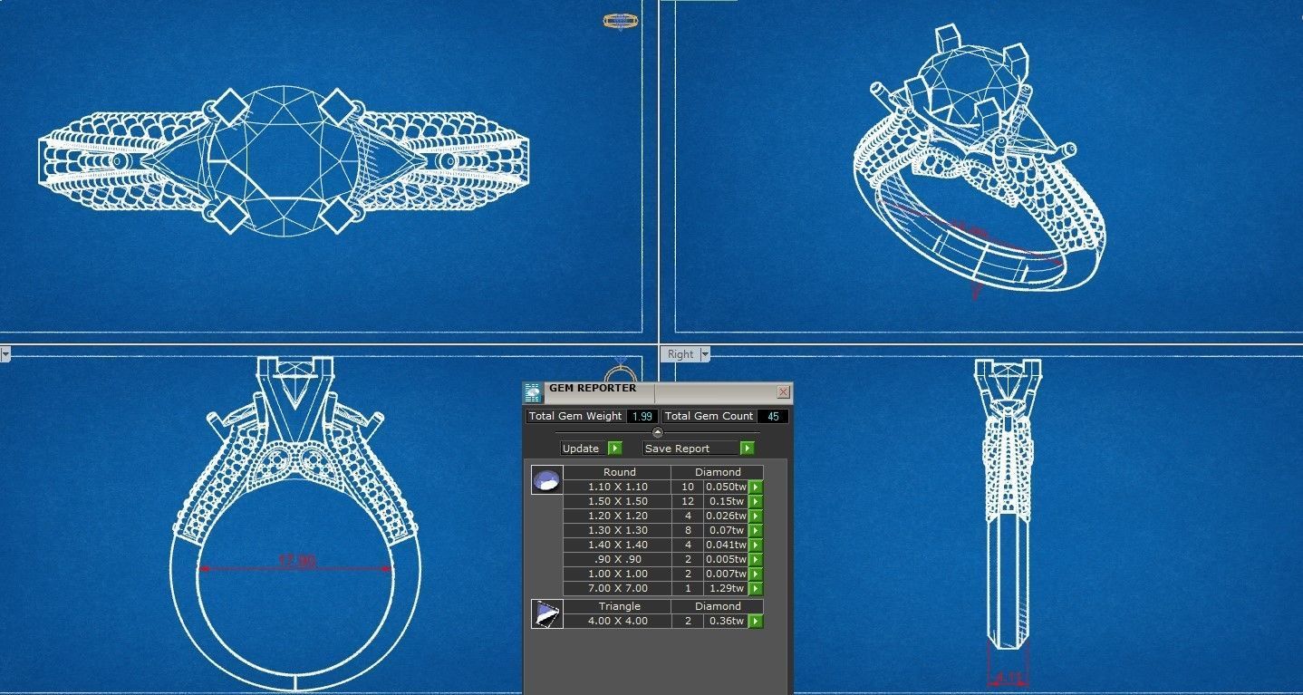 Solitaire Rings with Triangle  Stone 3D print model_4