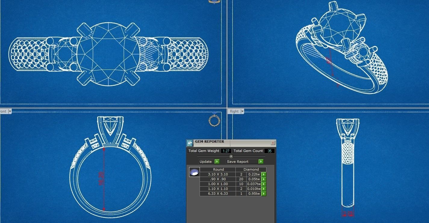 solitaire rings with half round band 3D print model_4