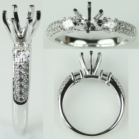 solitaire rings with half round band 3D print model_5