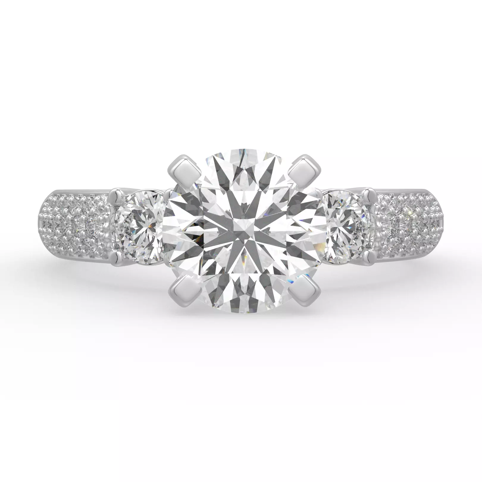solitaire rings with half round band 3D print model_0
