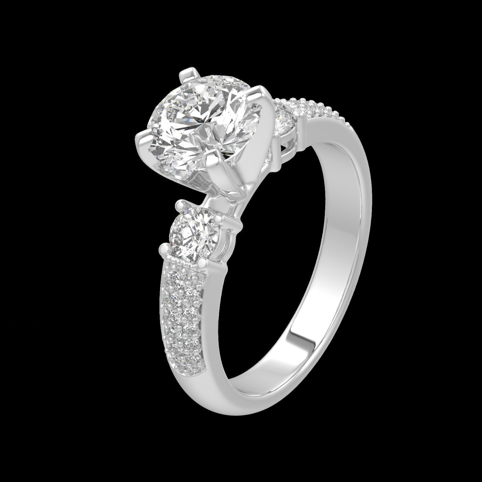 solitaire rings with half round band 3D print model_3