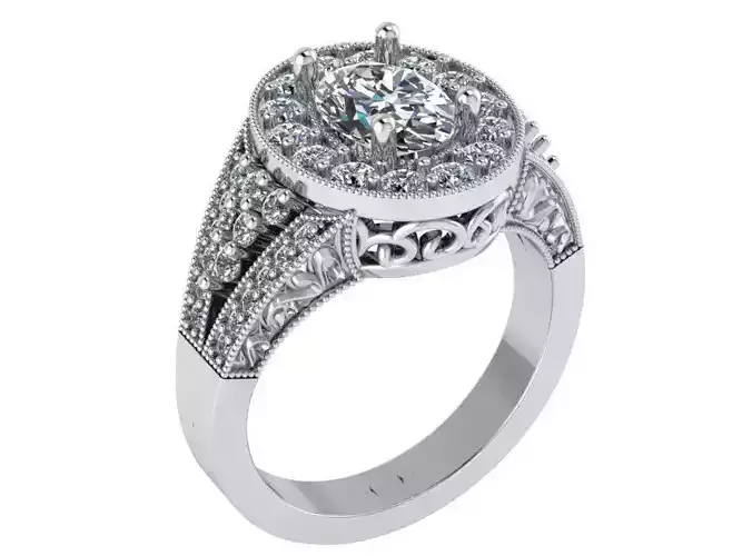 Oval Halo Wide Ring 0619