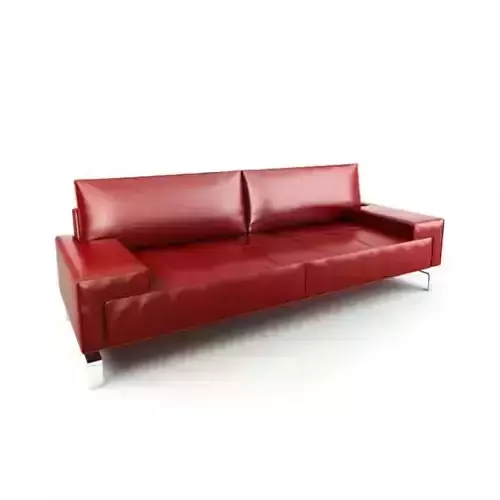 Red Leather Sofa With Metal Legs