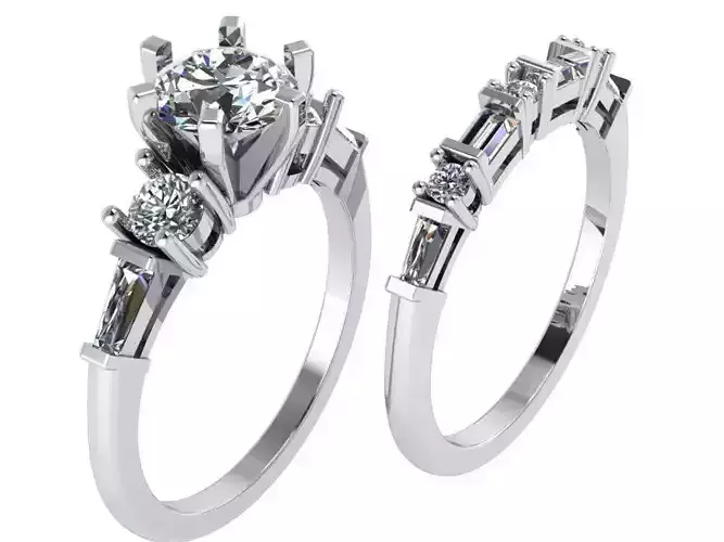 Round Cut Diamond Ring With Straight Band 0620