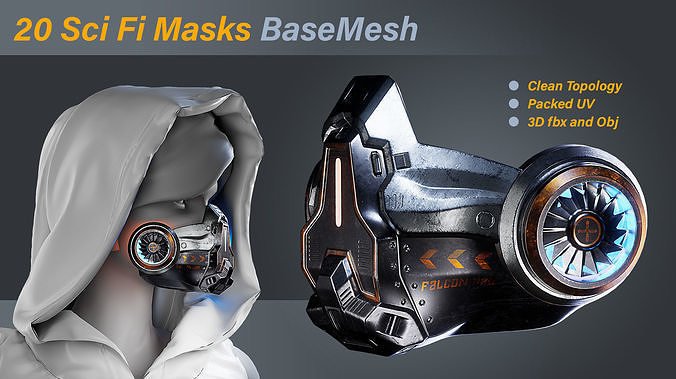 20 Sci Fi Masks Base Mesh Fbx  Obj 3D model