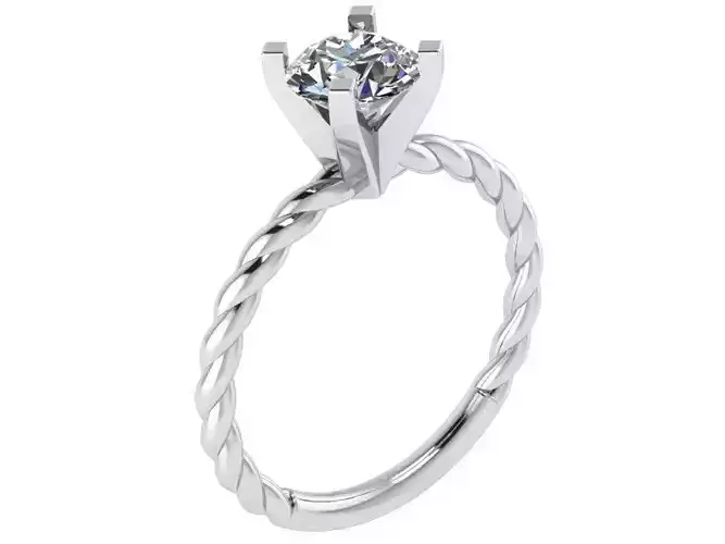 Solitaire Diamond Peg Head Rope Ring 0628