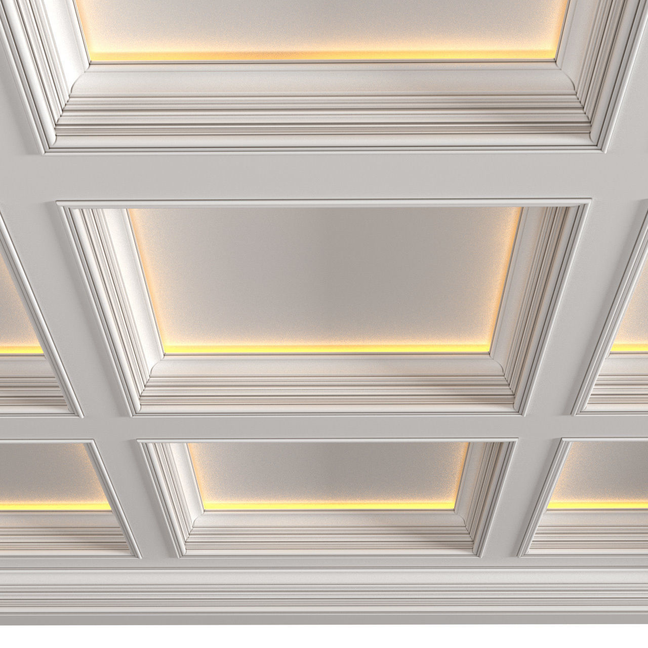 Modern coffered illuminated ceiling Art Deco style 3D model | CGTrader