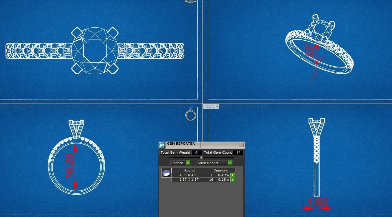 solitaire ring with simple  round stone band 3D print model_4