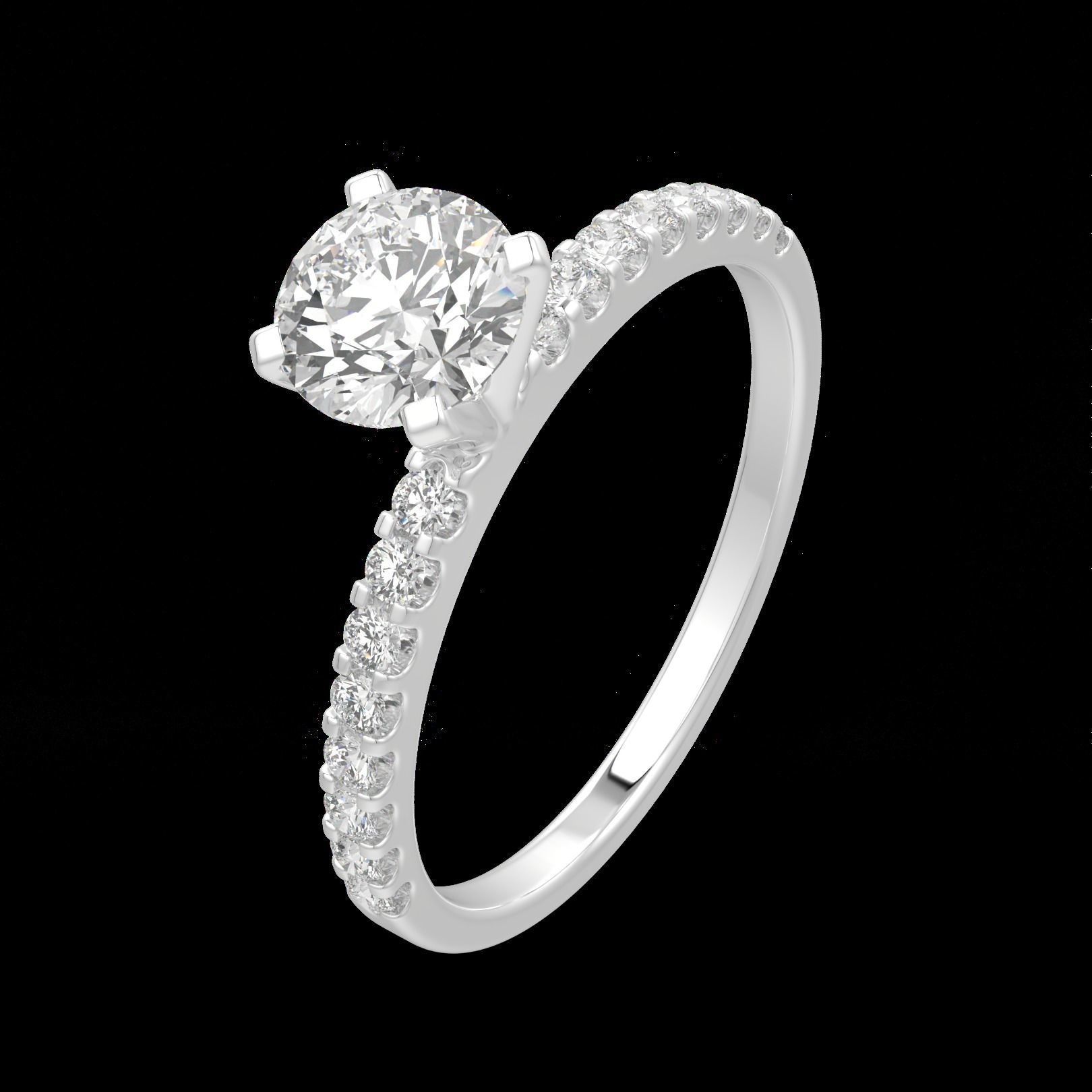 solitaire ring with simple  round stone band 3D print model_2