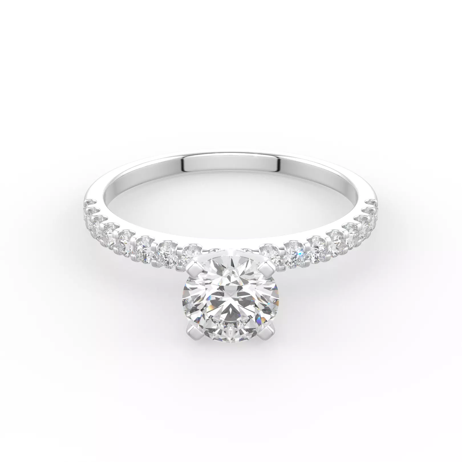 solitaire ring with simple  round stone band 3D print model_0