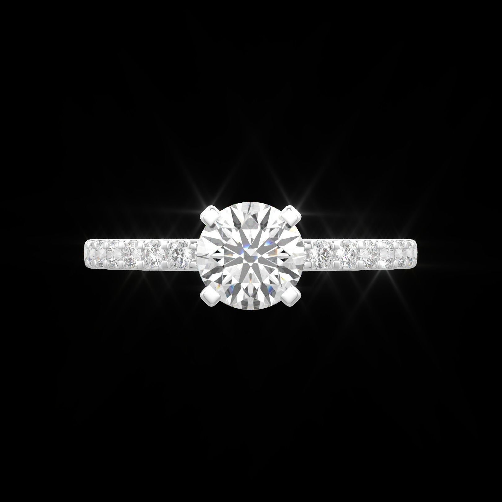 solitaire ring with simple  round stone band 3D print model_1