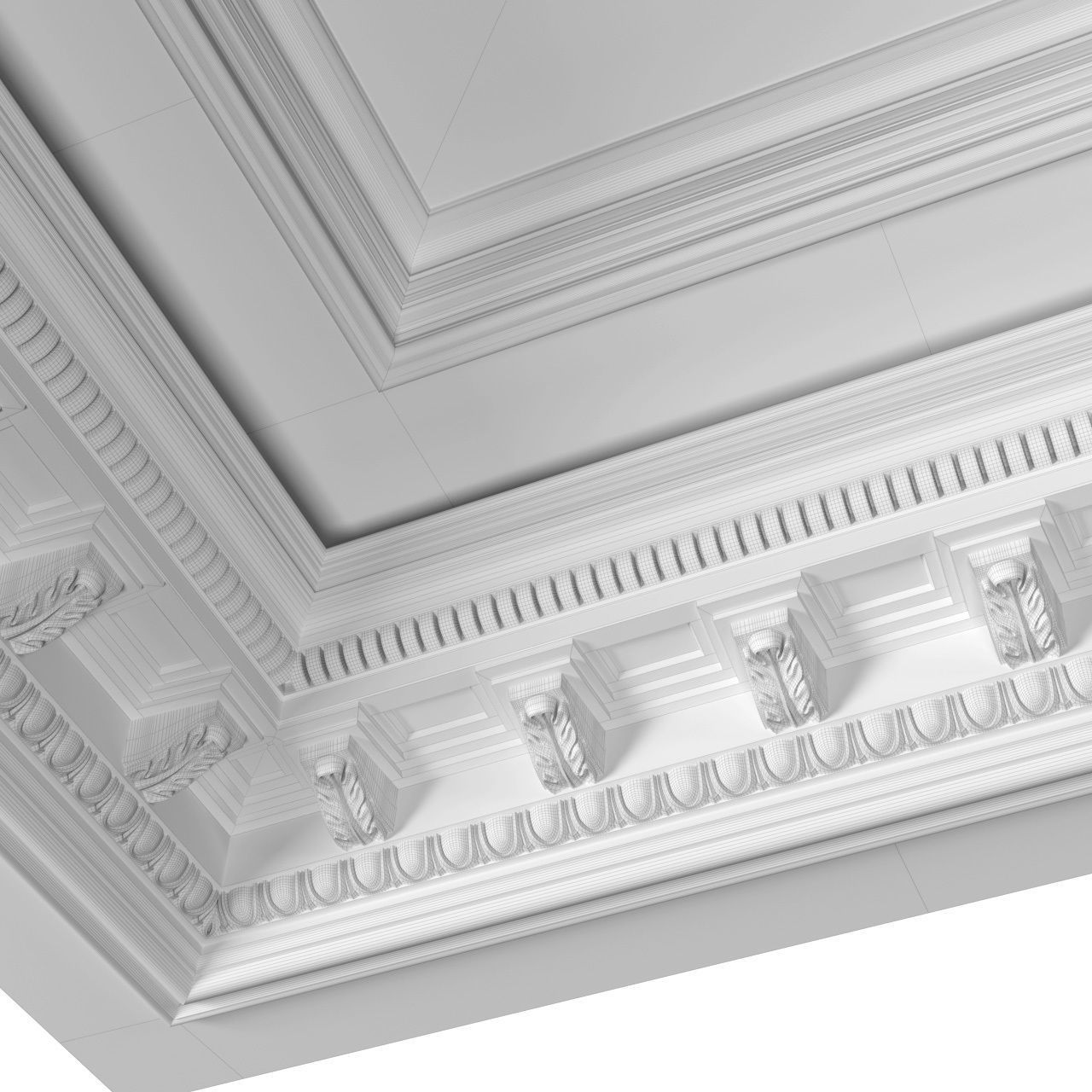 Modern coffered illuminated ceiling 3D model_4