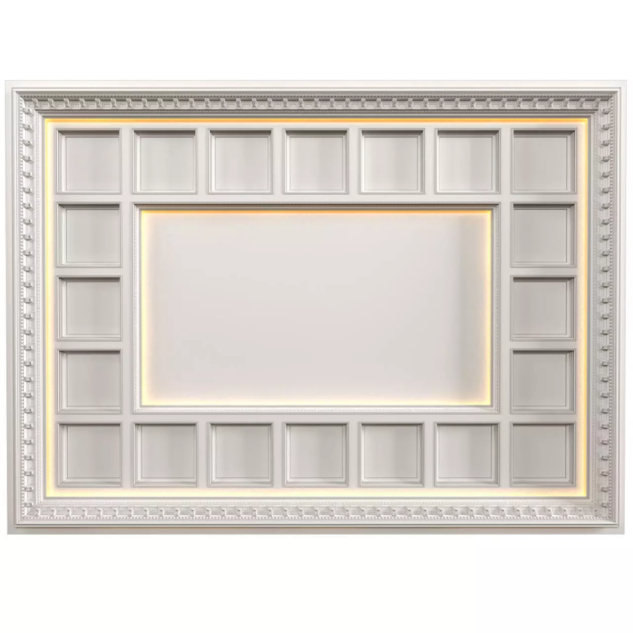 Modern coffered illuminated ceiling 3D model_0