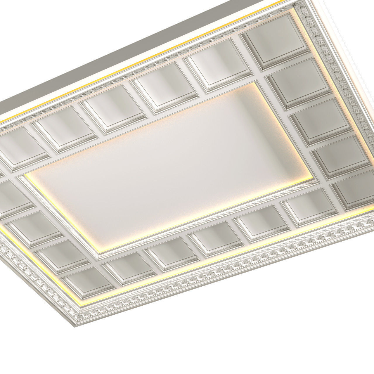 Modern coffered illuminated ceiling 3D model_1