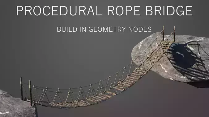 Procedural Rope Bridge - Blender Geo Nodes 3D model