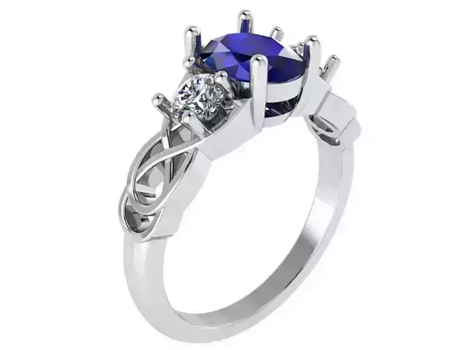 Oval Sapphire 3-Stone Ring 0631