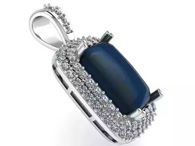 Emerald Cut Halo Pendant 0635