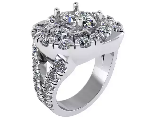 Rose Halo Branch Shank Ring 0638