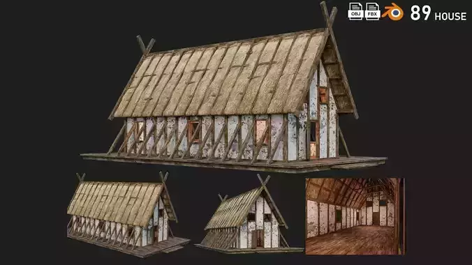 Old Medieval Building House 4K Textures GameReady 89
