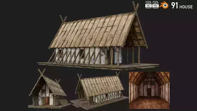 Old Medieval Building House 4K Textures GameReady 91