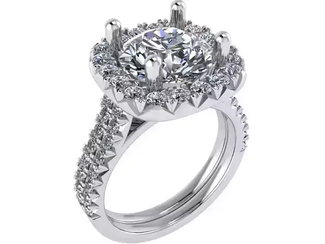 Round Cut Square Halo Diamond Ring 0645