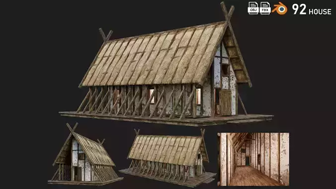 Old Medieval Building House 4K Textures GameReady 92