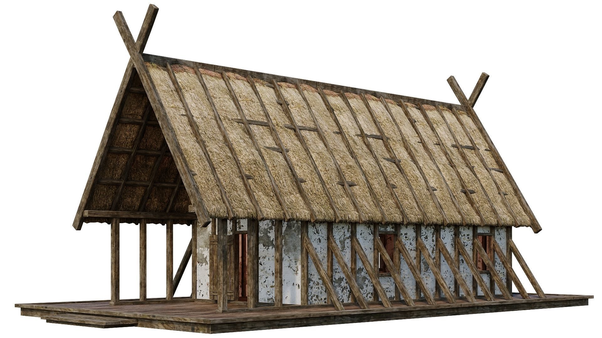 4 Old Medieval Building House 4K Tex GameReady 89 to 92 Low-poly 3D model_34