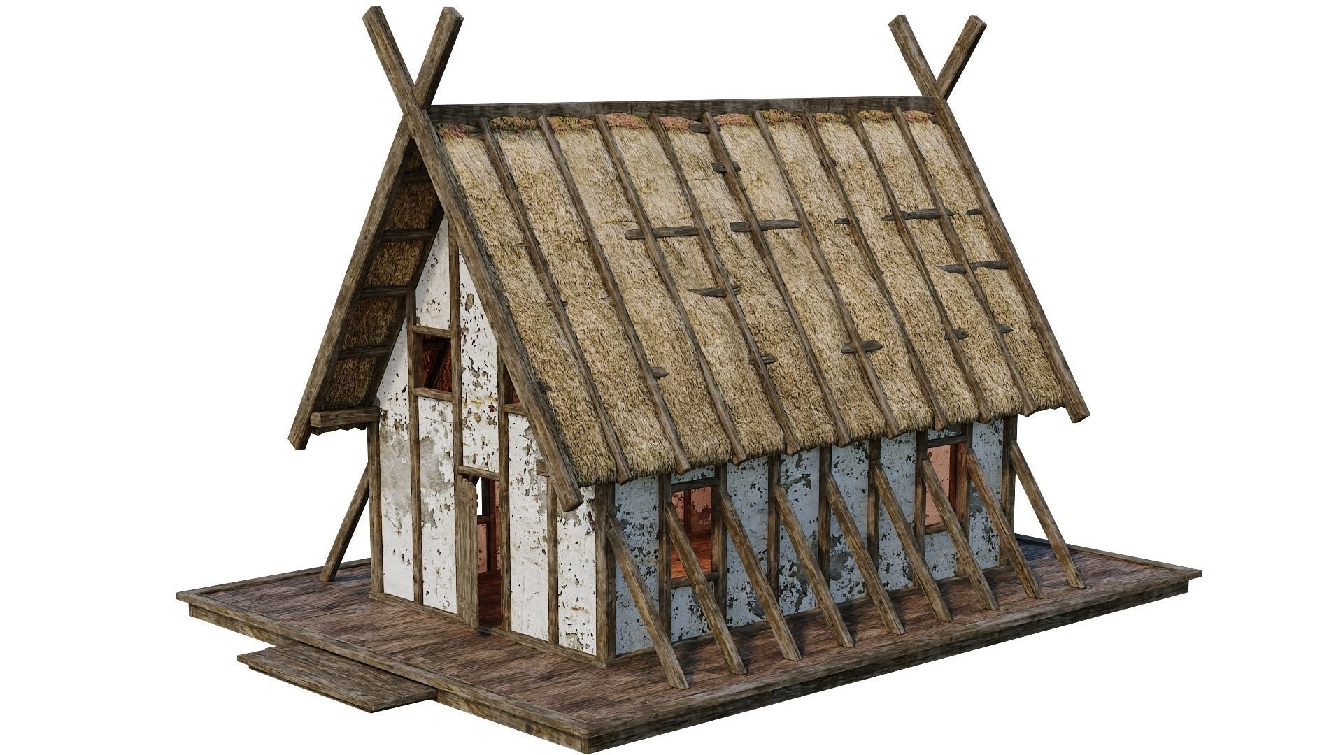 4 Old Medieval Building House 4K Tex GameReady 89 to 92 Low-poly 3D model_29