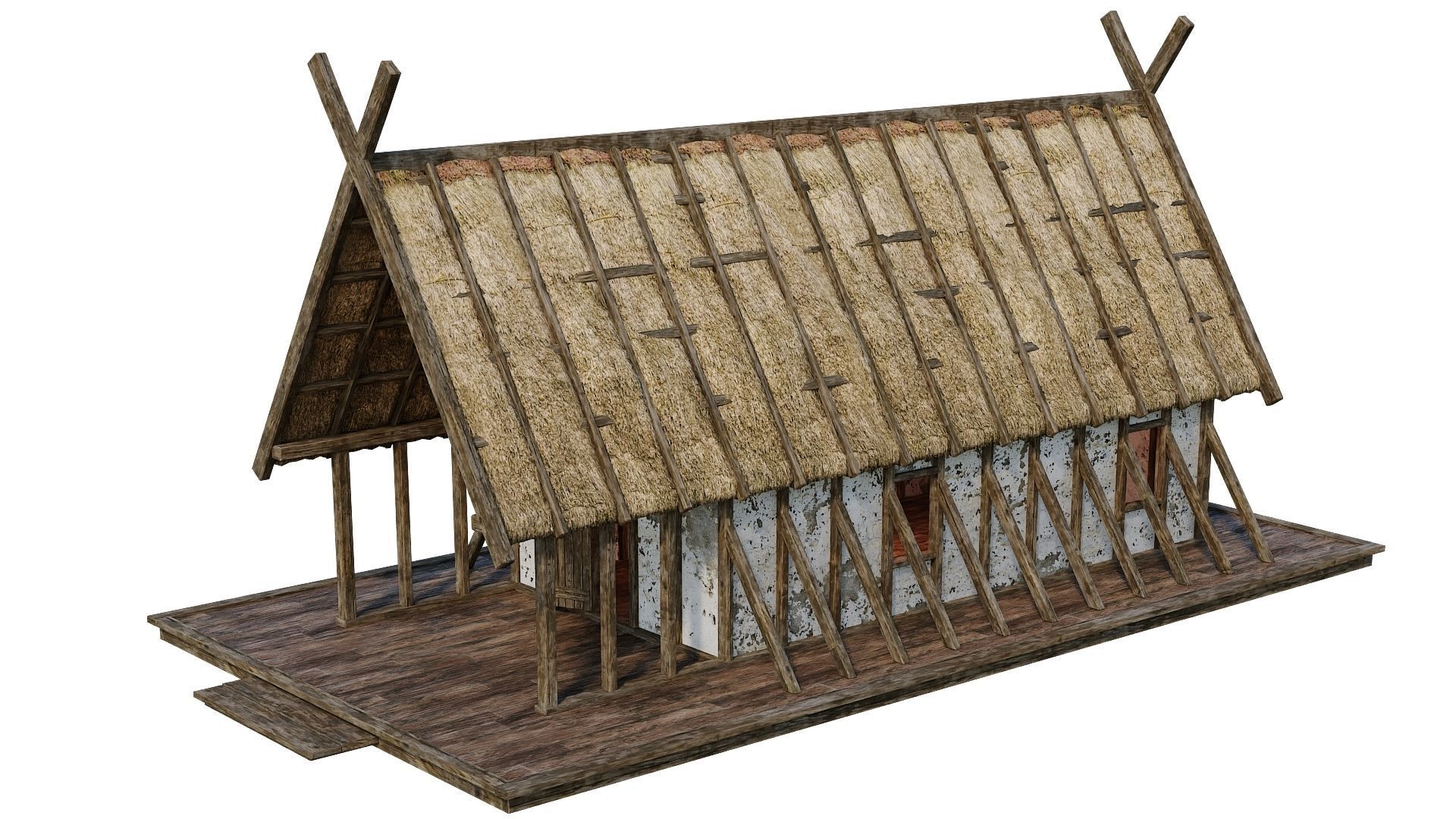 4 Old Medieval Building House 4K Tex GameReady 89 to 92 Low-poly 3D model_40