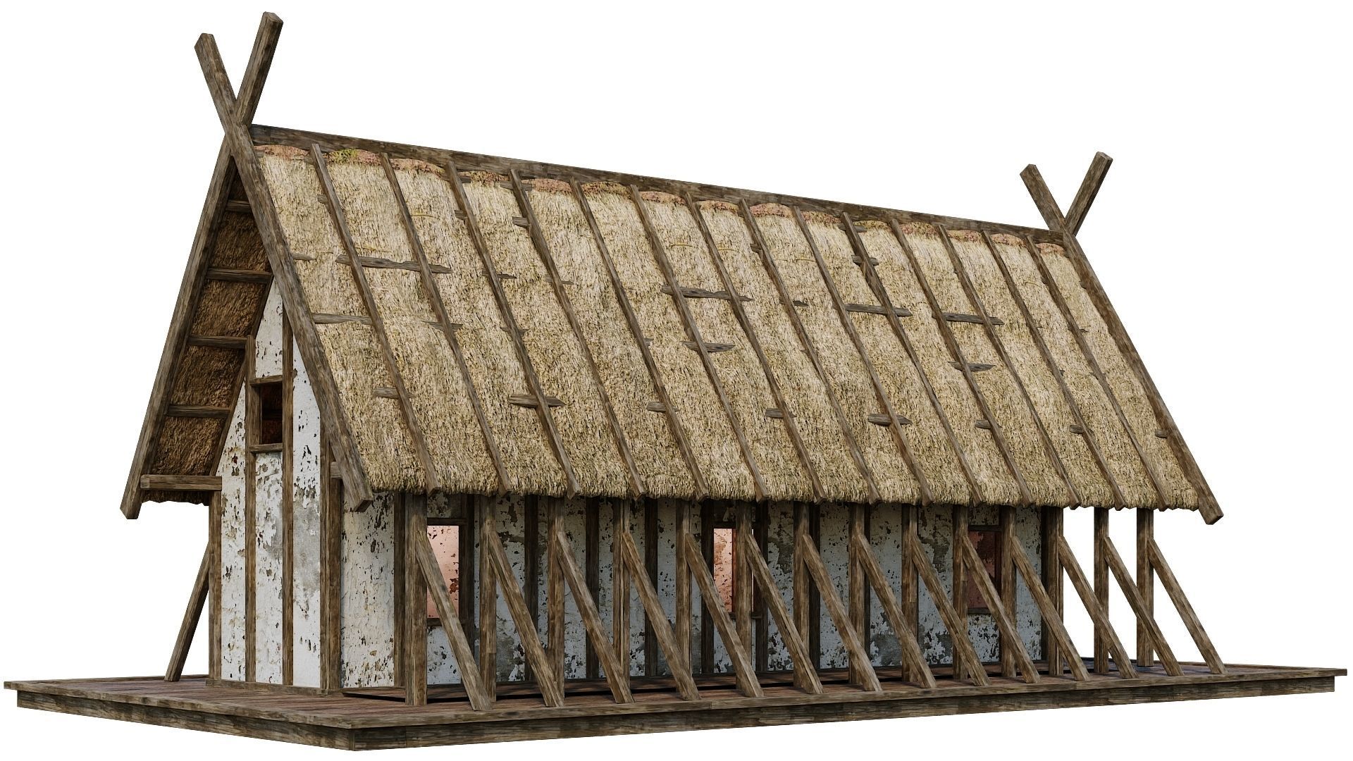 4 Old Medieval Building House 4K Tex GameReady 89 to 92 Low-poly 3D model_47