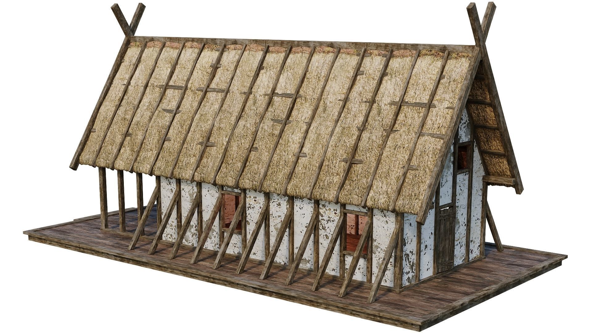 4 Old Medieval Building House 4K Tex GameReady 89 to 92 Low-poly 3D model_41