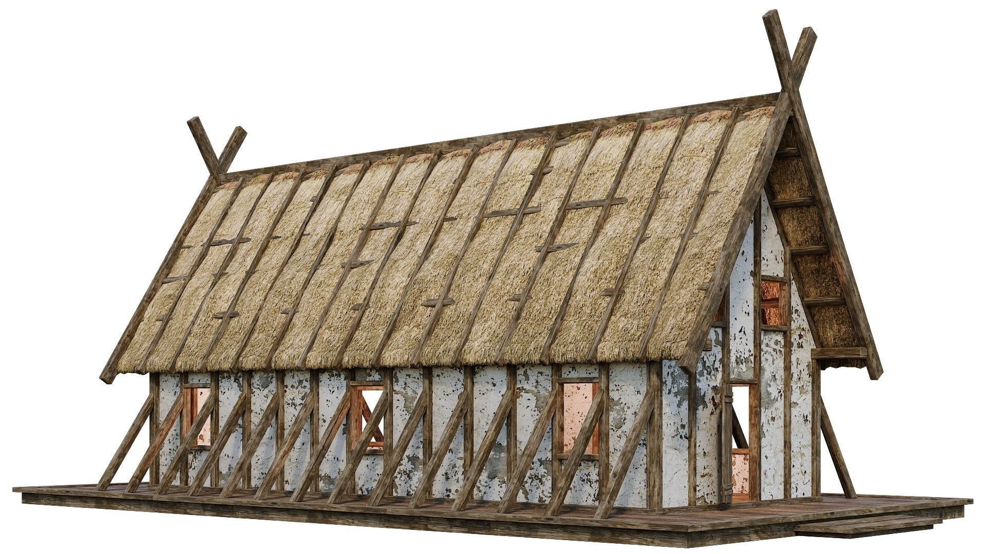 4 Old Medieval Building House 4K Tex GameReady 89 to 92 Low-poly 3D model_5