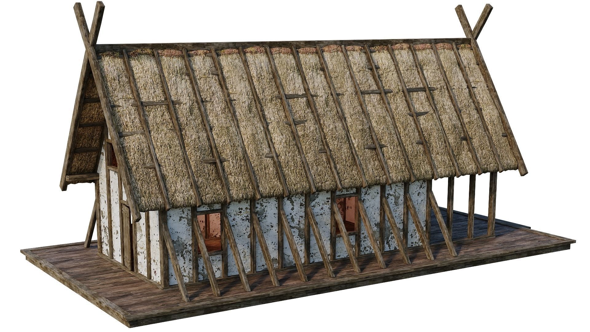 4 Old Medieval Building House 4K Tex GameReady 89 to 92 Low-poly 3D model_31