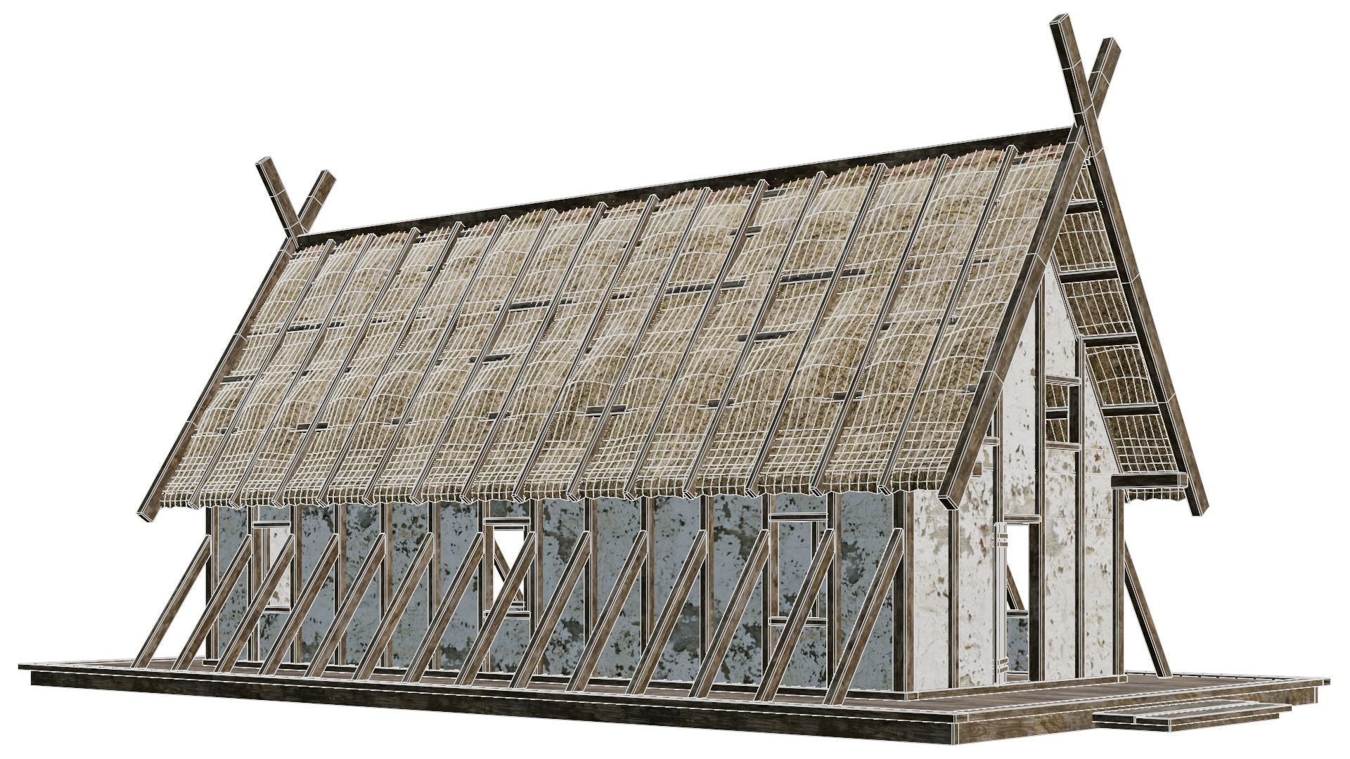 4 Old Medieval Building House 4K Tex GameReady 89 to 92 Low-poly 3D model_10