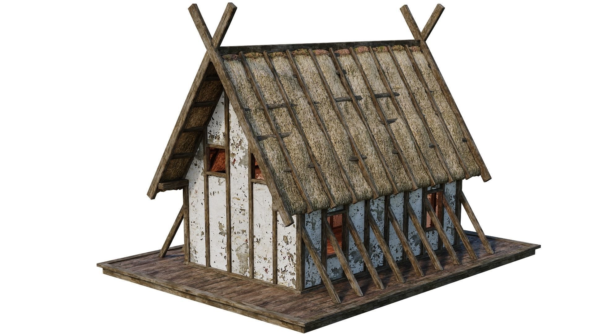 4 Old Medieval Building House 4K Tex GameReady 89 to 92 Low-poly 3D model_20