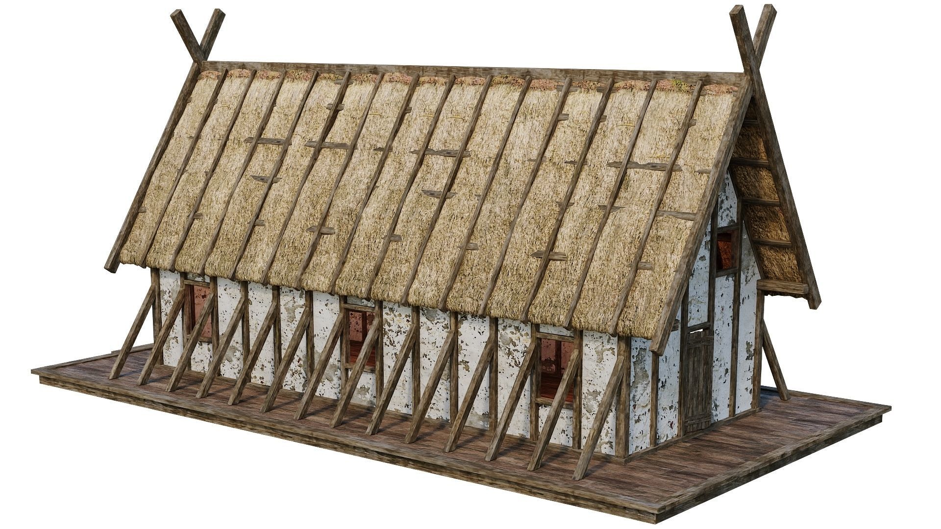 4 Old Medieval Building House 4K Tex GameReady 89 to 92 Low-poly 3D model_19