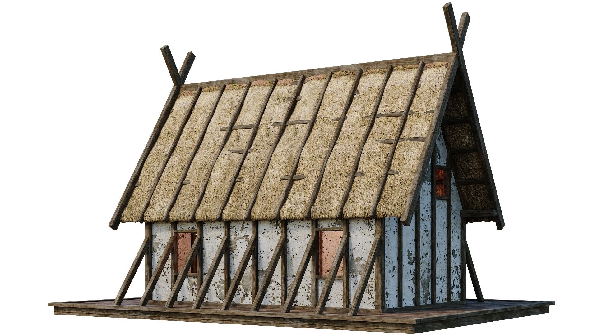 4 Old Medieval Building House 4K Tex GameReady 89 to 92 Low-poly 3D model_24