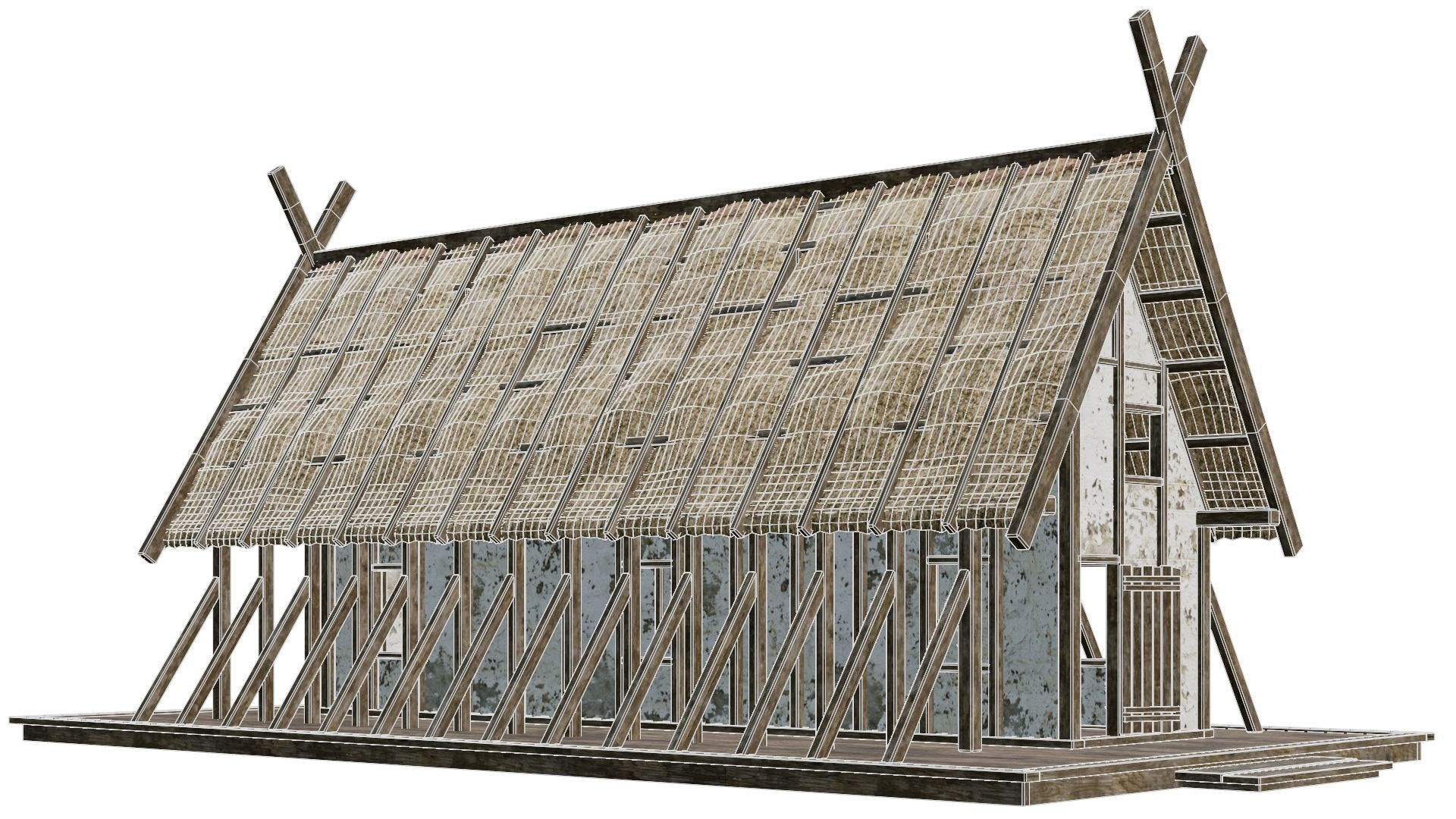 4 Old Medieval Building House 4K Tex GameReady 89 to 92 Low-poly 3D model_44