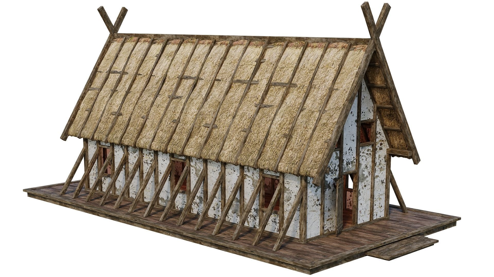 4 Old Medieval Building House 4K Tex GameReady 89 to 92 Low-poly 3D model_17