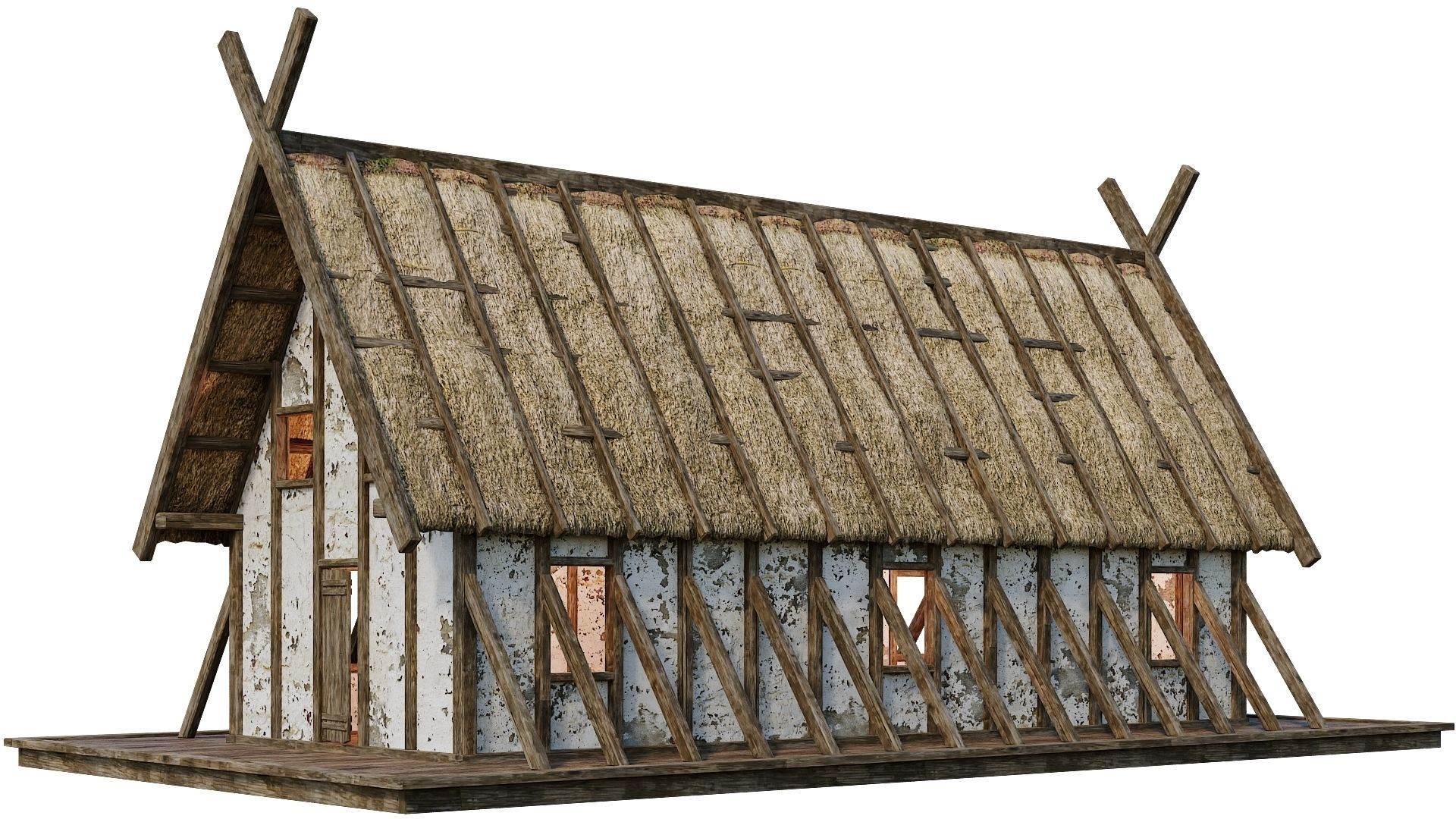 4 Old Medieval Building House 4K Tex GameReady 89 to 92 Low-poly 3D model_14