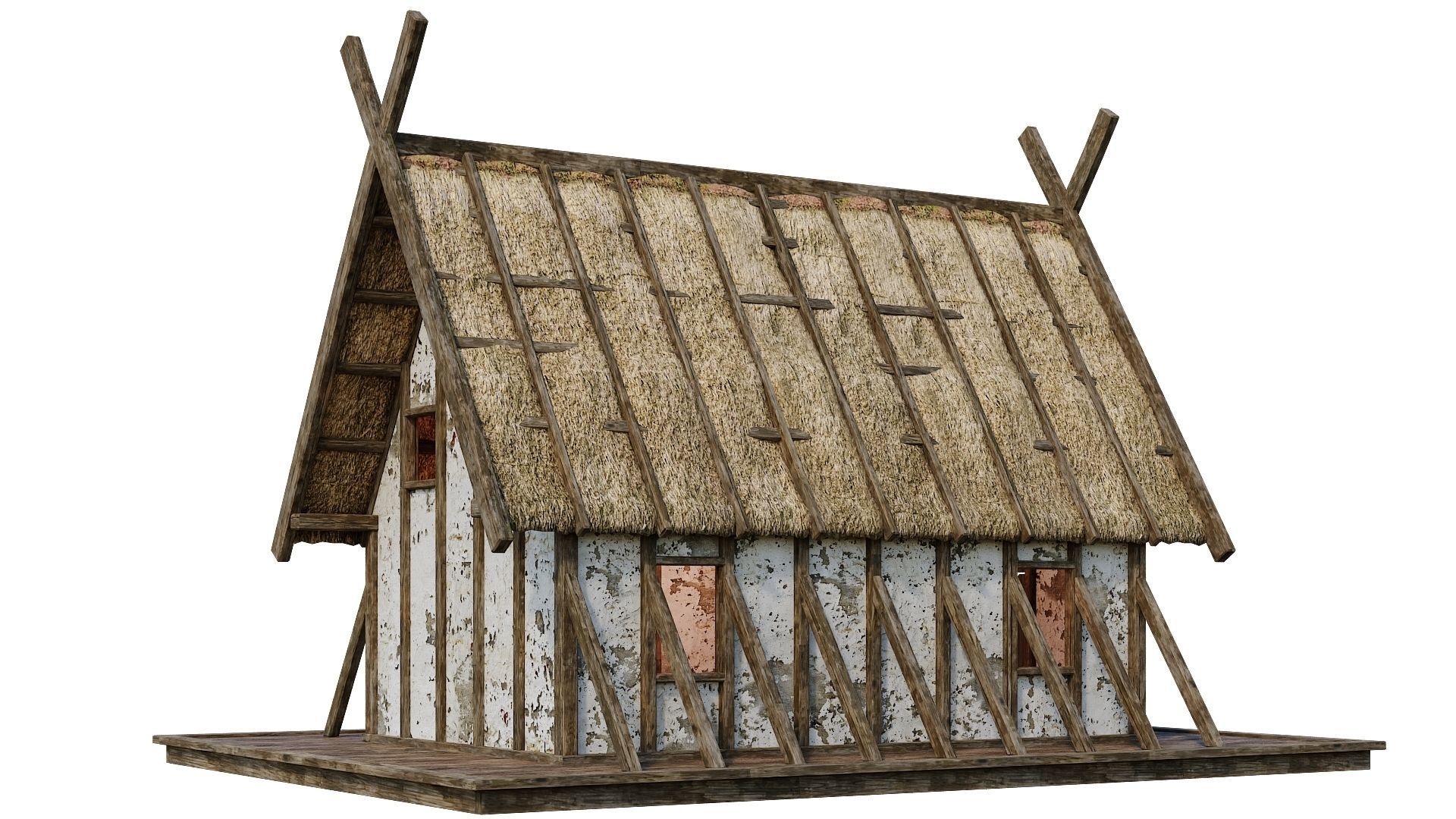 4 Old Medieval Building House 4K Tex GameReady 89 to 92 Low-poly 3D model_25