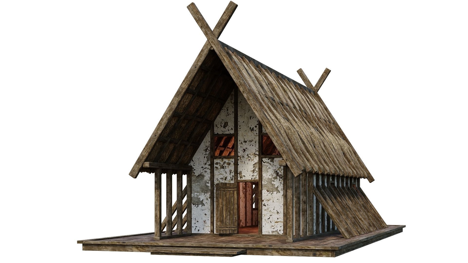 4 Old Medieval Building House 4K Tex GameReady 89 to 92 Low-poly 3D model_38