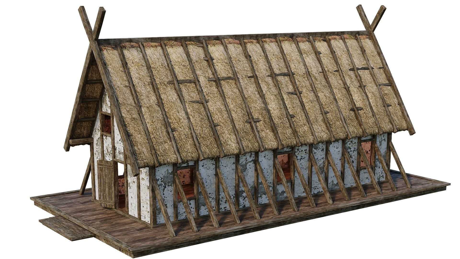 4 Old Medieval Building House 4K Tex GameReady 89 to 92 Low-poly 3D model_18