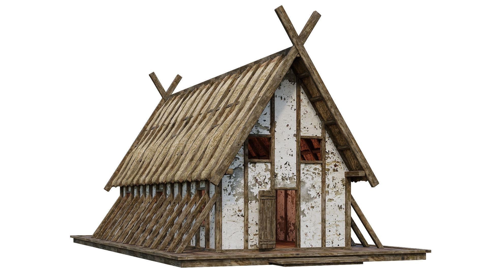 4 Old Medieval Building House 4K Tex GameReady 89 to 92 Low-poly 3D model_16