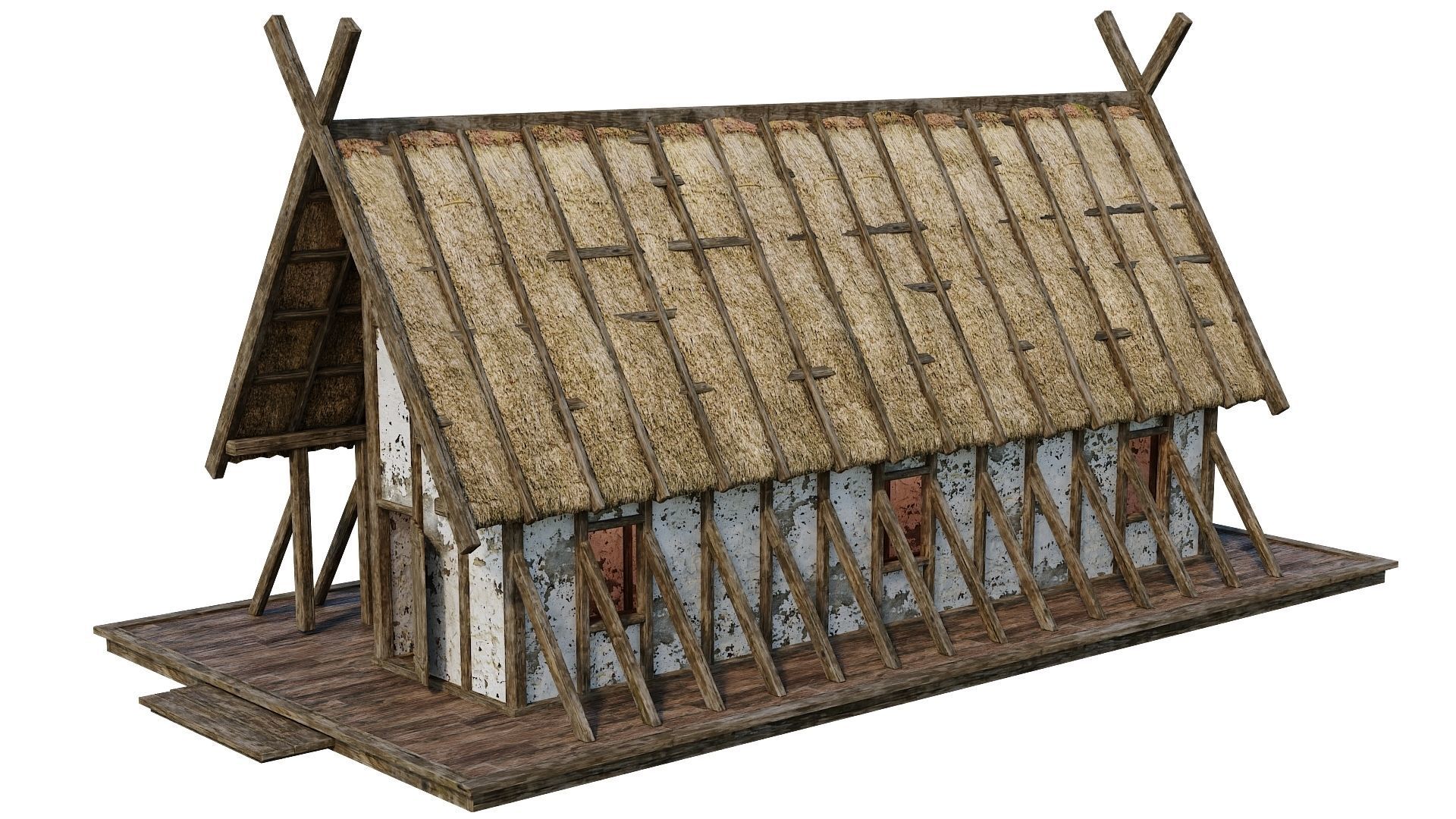 4 Old Medieval Building House 4K Tex GameReady 89 to 92 Low-poly 3D model_51