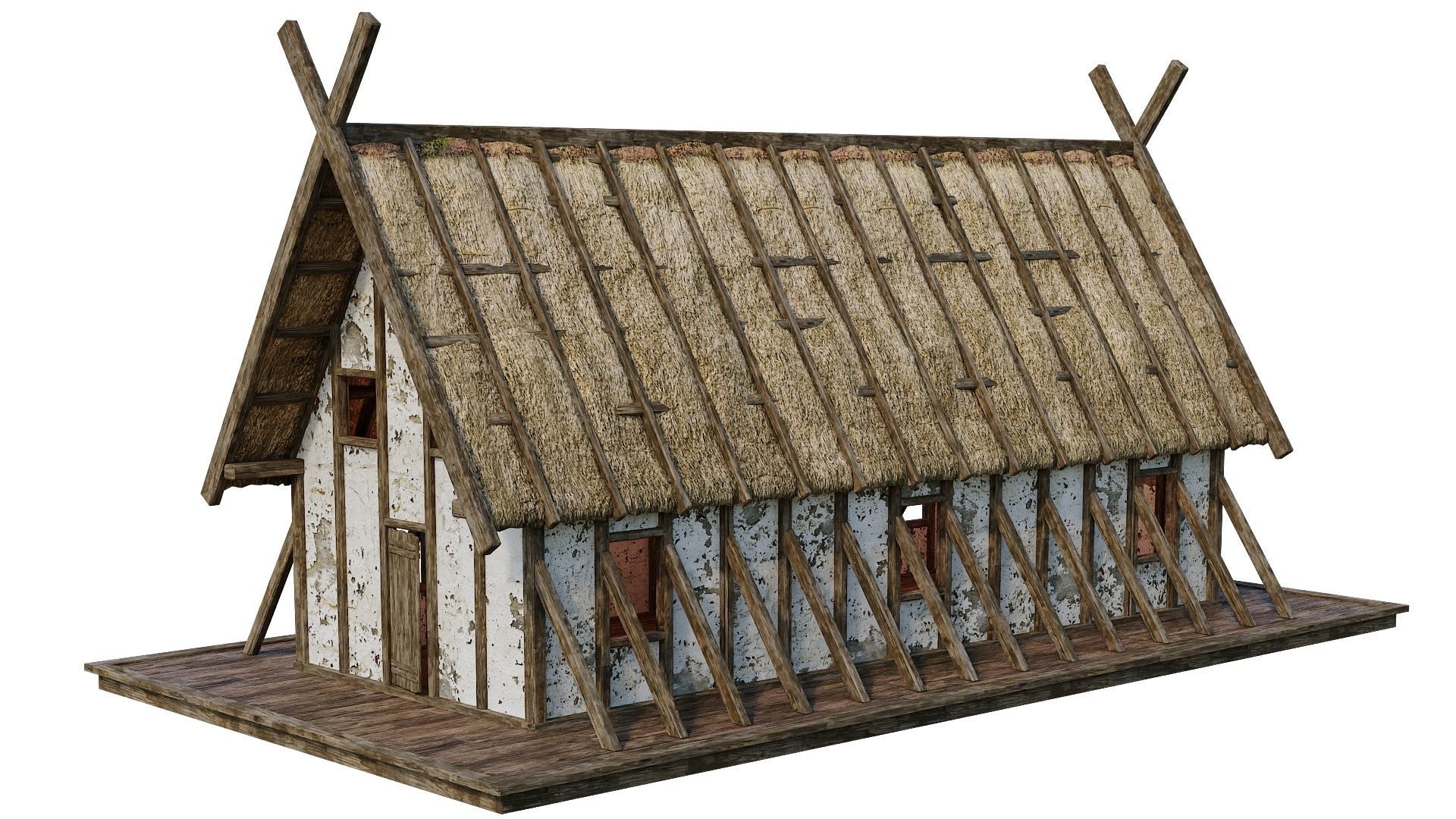 4 Old Medieval Building House 4K Tex GameReady 89 to 92 Low-poly 3D model_11