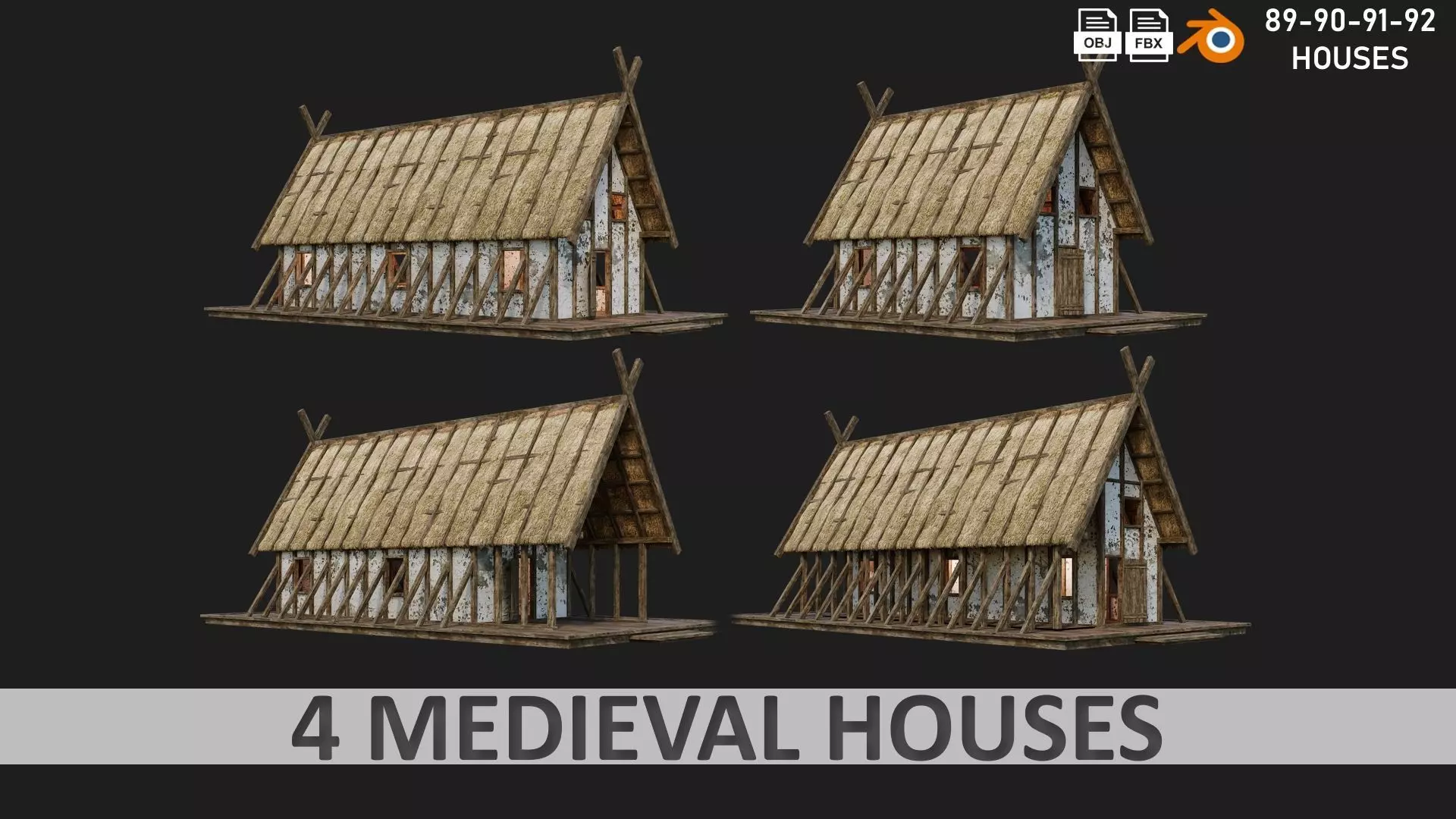 4 Old Medieval Building House 4K Tex GameReady 89 to 92 Low-poly 3D model_0