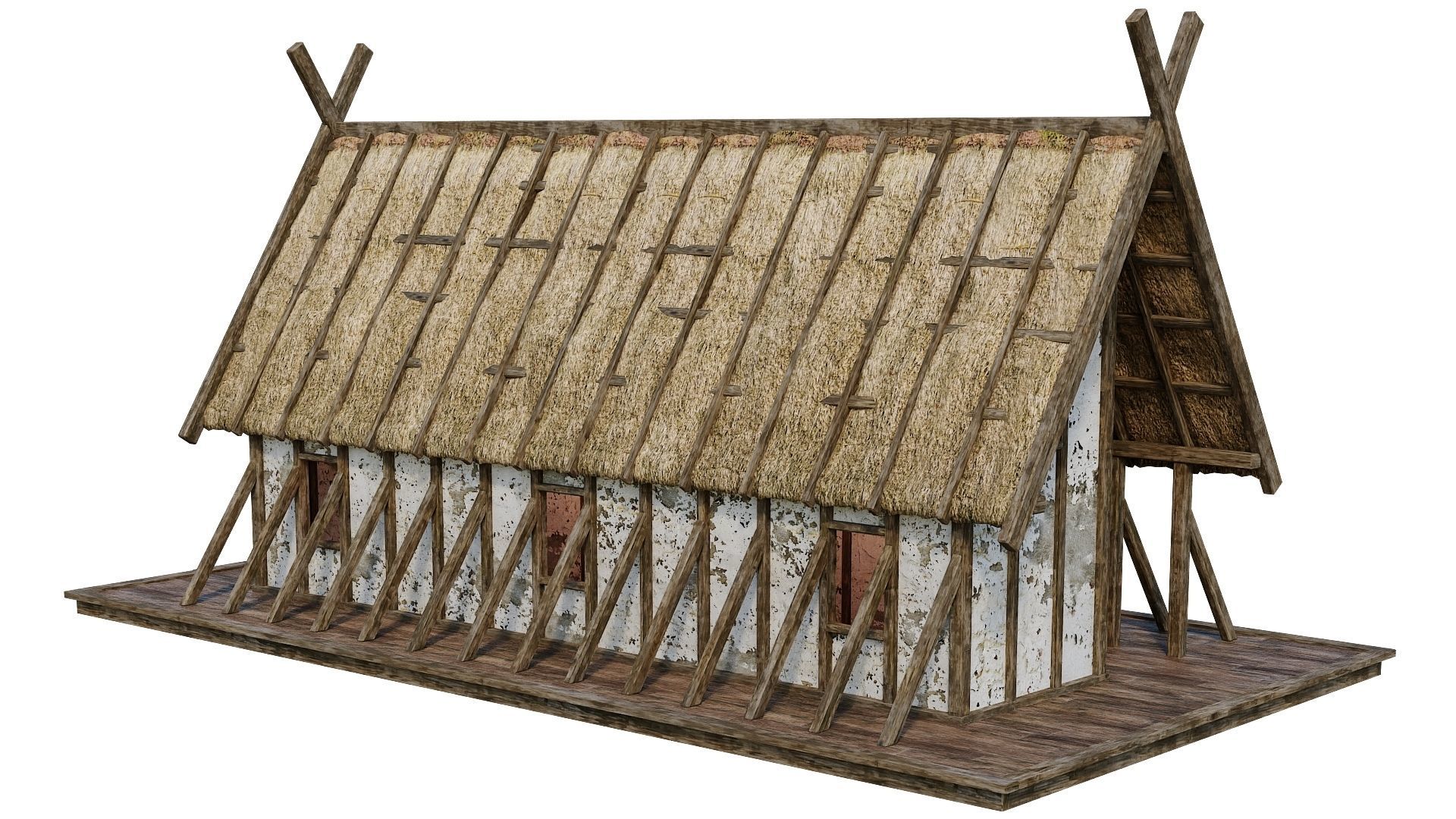 4 Old Medieval Building House 4K Tex GameReady 89 to 92 Low-poly 3D model_52