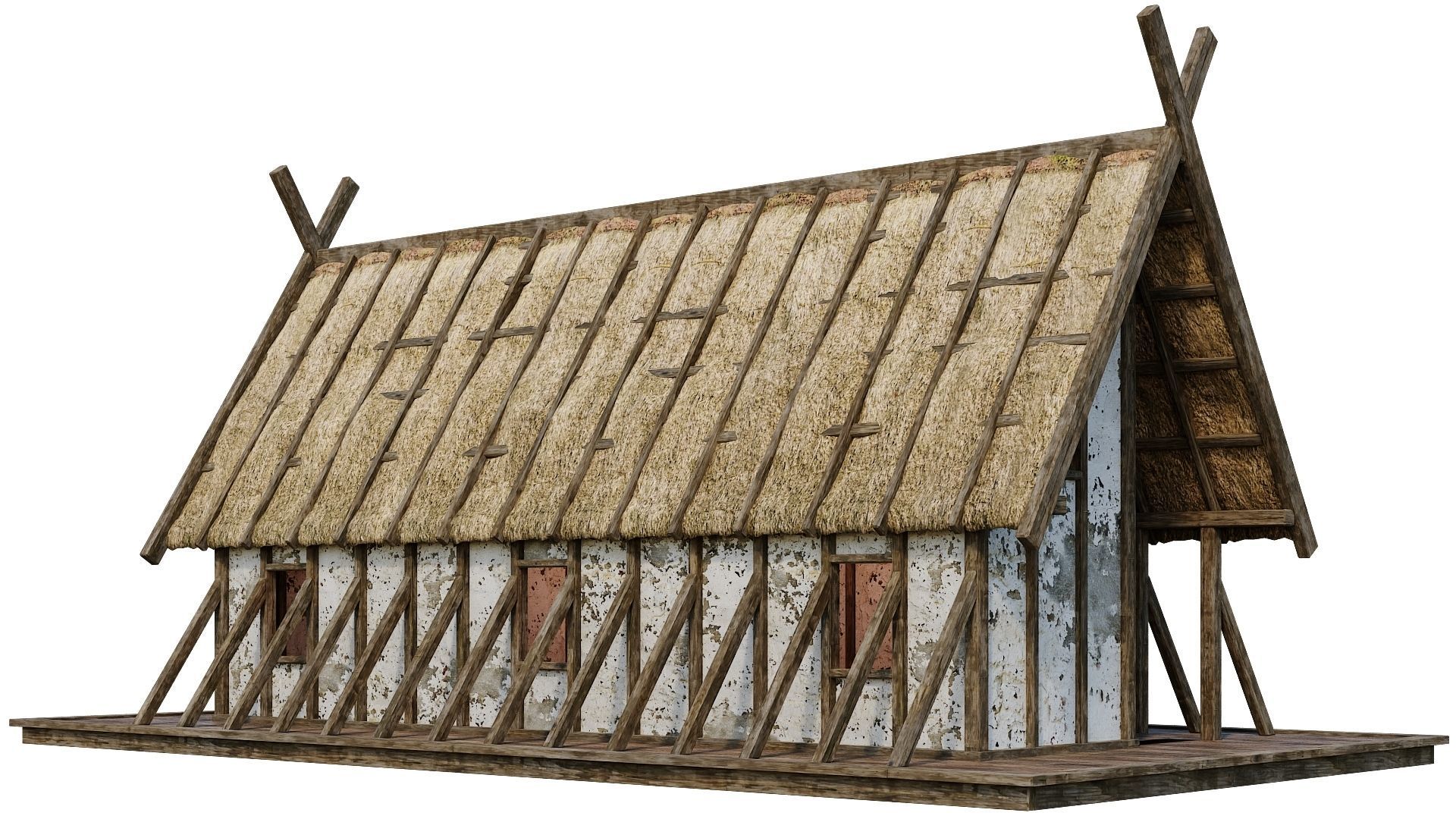 4 Old Medieval Building House 4K Tex GameReady 89 to 92 Low-poly 3D model_46