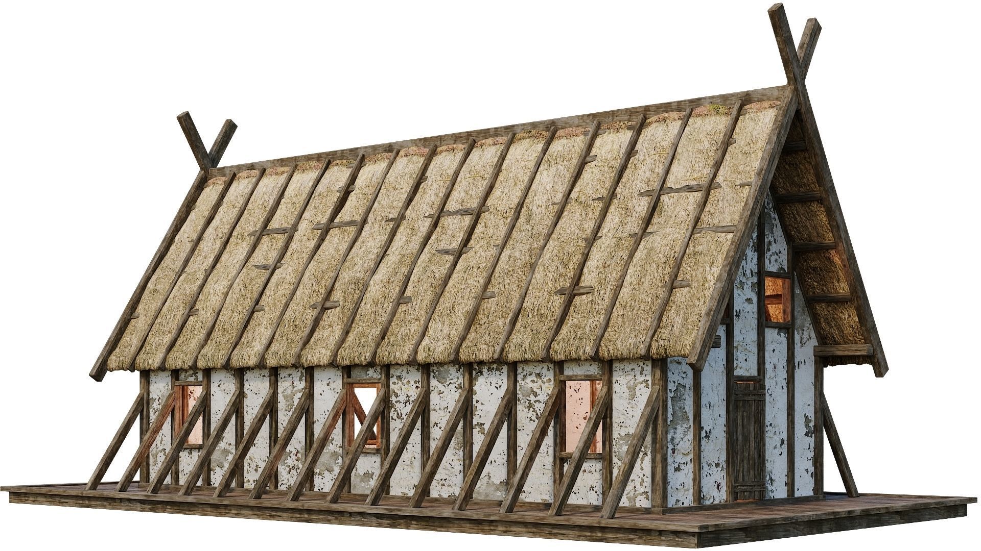 4 Old Medieval Building House 4K Tex GameReady 89 to 92 Low-poly 3D model_13